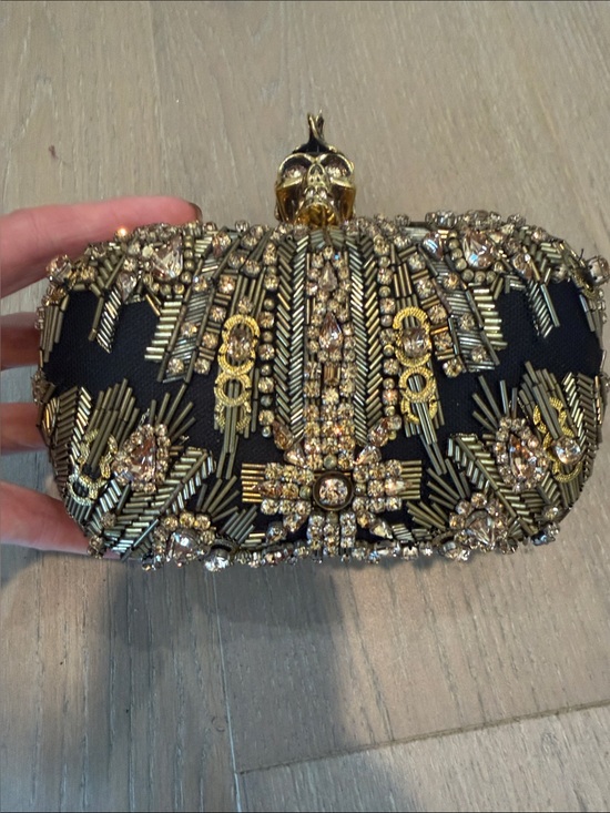 Alexander McQueen Handbags - Alexander McQueen embellished Evening Clutch with Gold Skull Accent